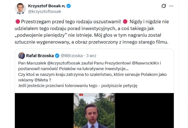 Krzysztof Bosak o fałszywych reklamach na Facebooku